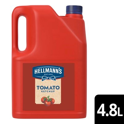 Hellmann’s Tomato Ketchup Jerry Can 4.8kg - Delivers a perfect balance of flavour, excelling both as a condiment and an ingredient, maintaining a smooth, consistent texture across all your dishes.